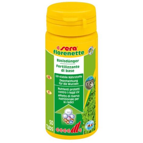 Sera FLORENETTE A 50 TABS - Fertilizzante per Piante d'Acqua Dolce, con deposito di Sostanze nutritive alle Radici