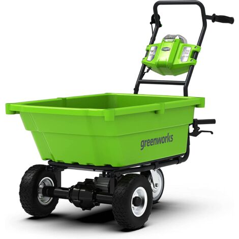 Greenworks G40GC Carriola Elettrica a Batteria, Semovente, Capacità di Carico 100kg, 106L, Funzione Ribaltamento Facile, SENZA Batteria 40V e Caricabatterie, Garanzia 3 Anni