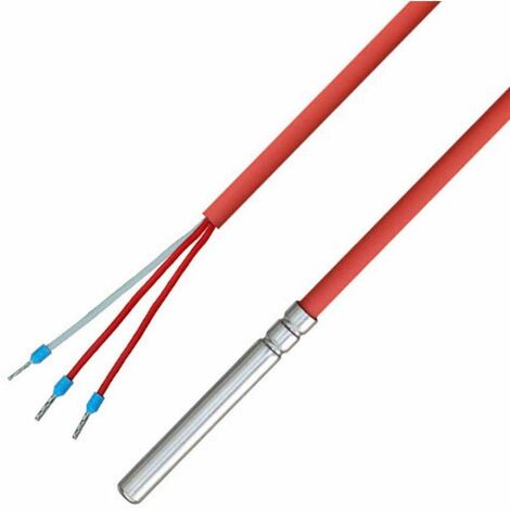 iOVEO 036HS01305 - PT100 - Sonda di temperatura a 3 conduttori con cavo in silicone fino a 200 °C, 5 metri
