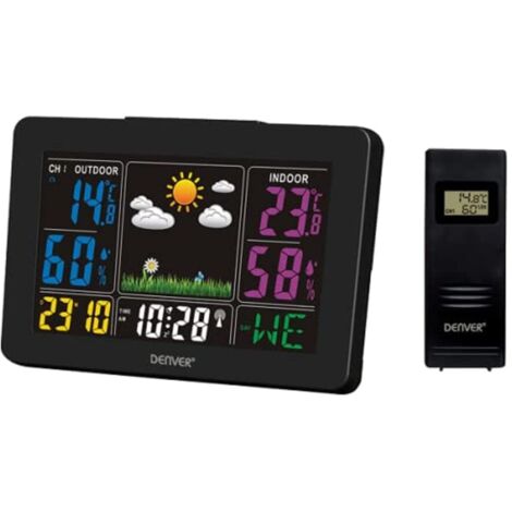 Stazione Meteo WS6455 Con Sensore Esterno – Temperatura E Umidità Interna/Esterna, Display LCD Colorato, Previsioni