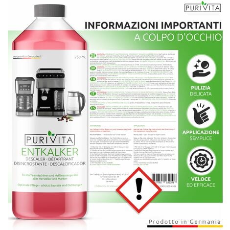 Purivita - Decalcificante Macchinetta caffè 750 ml, Anticalcare 1 bottiglia