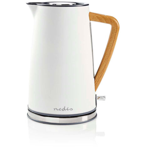 Nedis Bollitore, Elegante Design Retrò, Capienza 1,7 L, Filtro Anticalcare, Base Girevole a 360° senza Fili e Protezione contro l'Ebollizione a Secco, Bianco (1/5)