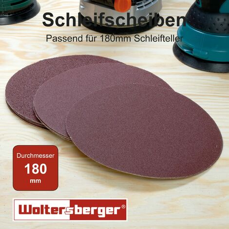 Woltersberger® 50 dischi abrasivi Ø 180 mm, grana P40, senza foro in rosso,  per una