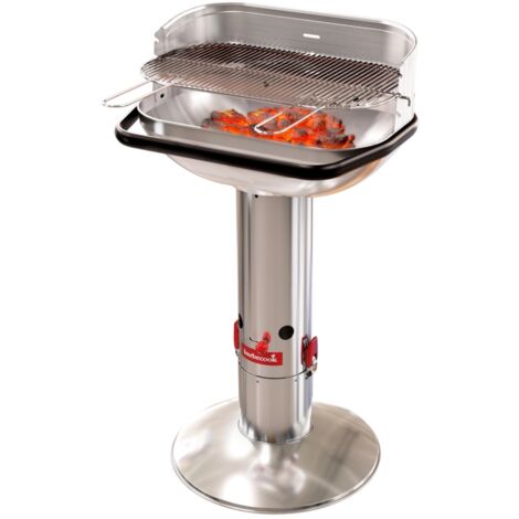 Barbecook Loewy 55 Barbecue a Carbone con Protezione Antivento, Barbecue a Carbone con QuickStart e QuickStop, Regolabile in 3 Posizioni, Acciaio Inossidabile, griglia di 55 x 33 cm (1/7)