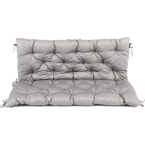 Cuscino con schienale per panca EVJE a 2 posti, cuscino da panca in grigio  chiaro