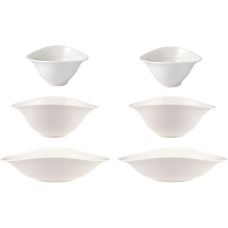 Villeroy & Boch - Vapiano tris di ciotole, 6 pz. Set di stoviglie, ideale per due persone, porcellana Premium, lavabili in lavastoviglie e utilizzabili nel microonde, bianco