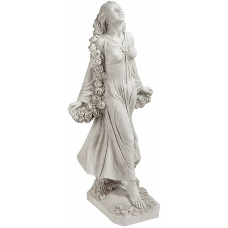 Design Toscano KY47018 Flora, Statua Divina Patrona dei Giardini, off  Bianco, 37x37x77.5 cm