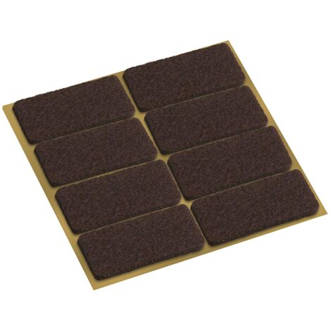 Feltrini adesivo 25x50 mm rettangolare di protezzione MARRONE - 18 feltrini antirumore per mobili