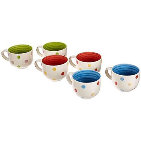 Excelsa Pois Set 6 Tazze Jumbo, Ceramica, 6 unità (Confezione da 1) (1/4)