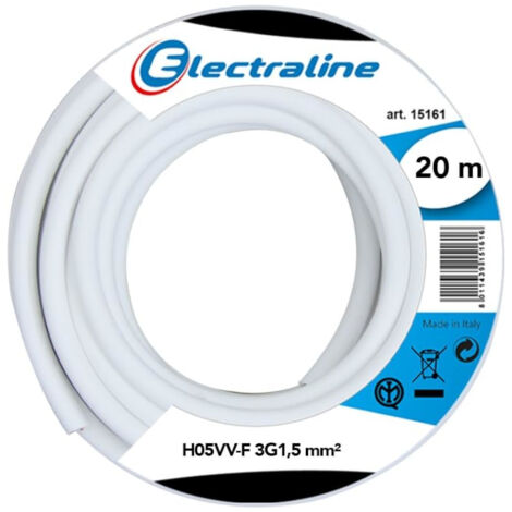 Cavo tripolare electraline h05vv-f 3gx1,5 20 metri bianco - 11785
