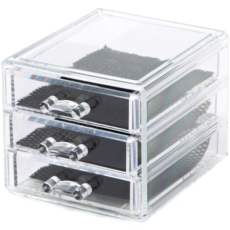 Compactor Bijoux Organizer 3 Cassetti, Small, Polistirene Trasparente, 12,3 X 15 X H,10,7 cm, RAN6045
