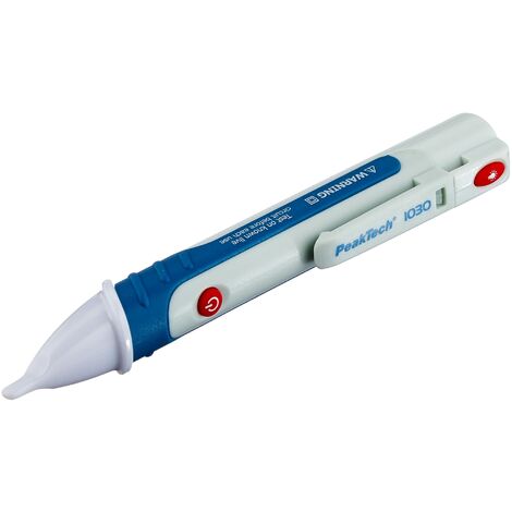 PeakTech 1030 - Tester di Tensione AC senza Contatto con Lampada a LED, Campo di Funzionamento Ac 50-1000V, Sistema di Misurazione, Penna Multimetro Portatile, Segnale Acustico - 157X26Mm