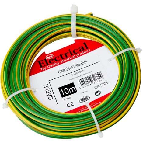 Merriway BH01516 Cavo di Terra a Singolo Conduttore 6491X, Giallo/Verde, 4.0 mm