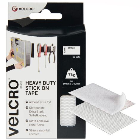 VELCRO Strisce adesive bianche resistenti di marca, 50 mm x 100 mm, nastro autoadesivo con gancio, strisce biadesive industriali extra resistenti, perfette per casa, ufficio e garage, 1 confezione (2  (1/5)