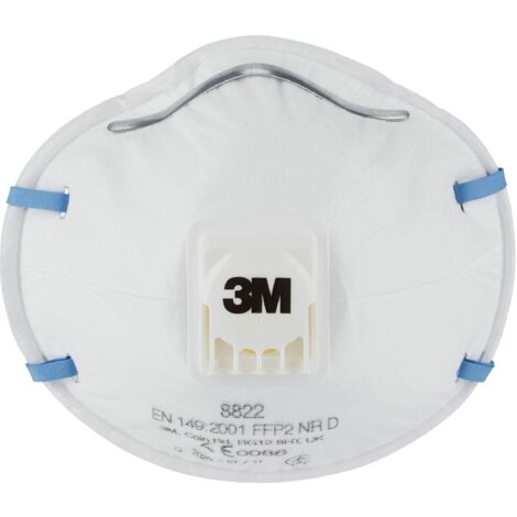 3M 8822PT Respiratore Anti Polvere, Design a Conchiglia con Valvola, Protezione FFP2, Bianco