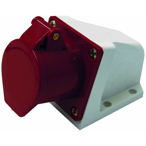 Electraline 80872 Presa Elettrica Industriale da Parete Inclinata, 32A, 3P+N+T, 380V, Rosso