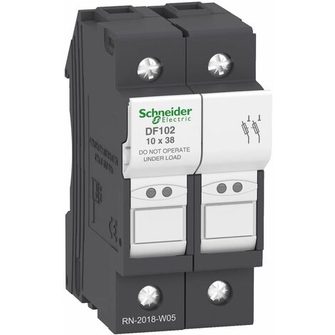 Portafusibile TEYS DF 2P 32A 690V AC, dimensioni 10x38 mm, con maniglia di bloccaggio