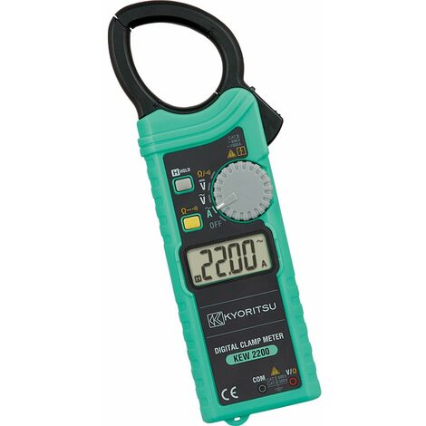 KYORITSU KEW 2200 - Pinza Amperometrica Digitale Compatta per la Misura di Correnti Alternate, Tensioni Continue e Alternate, Resistenza, Continuità in Conduttori con Diametro Massimo di 33 mm, Grigio