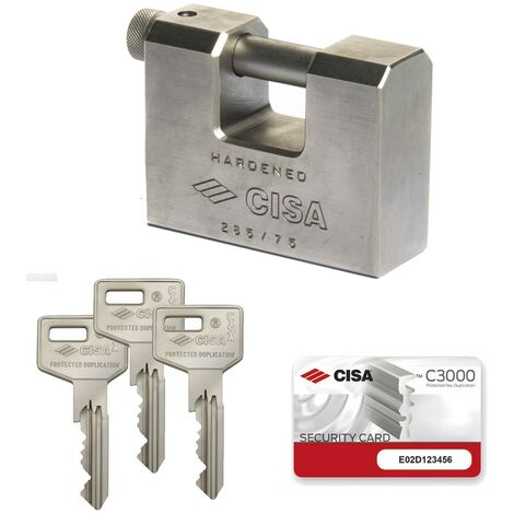 Lucchetto cisa corazzato cod 2855084 mm84 antitaglio blindato catena garage