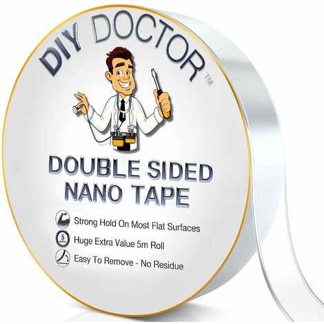 DIY Doctor Nastro Biadesivo Extra Forte Trasparente - Rotolo Grande da 5 m  x 30 mm Nano Tape