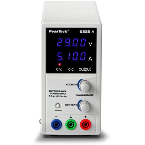 PeakTech 6225 A - Fuente de alimentación 0-30V / 0-5A, ajustable, DC