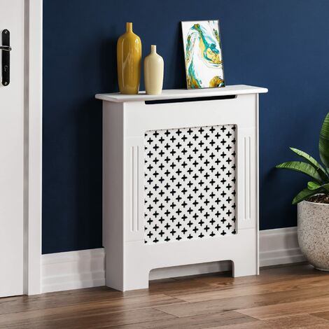 Home Discount Vida Designs Oxford - Copertura per termosifone, in MDF, Colore: Bianco, Laccato, Piccolo, Altezza: 82 cm, Larghezza: 78 cm, profondità: 19 cm