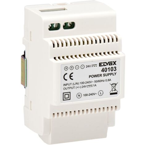 Vimar 40103 Alimentatore per Videocitofono con Uscita 24 V, Alimentazione 100-240 V 50/60 Hz, Installazione su Guida DIN (60715 Th35), 3 Moduli, Bianco
