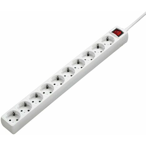 Hama Ciabatta elettrica a 10 prese con interruttore (3 m di lunghezza, max. 3500 W), presa multipla XXL, colore: bianco (1/4)