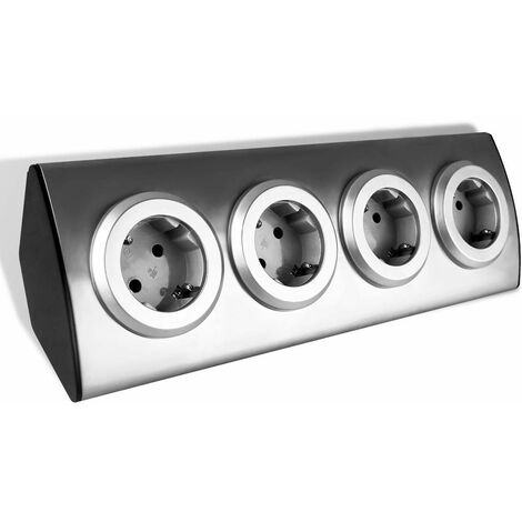 ORNO AE-1340(GS) Presa Angolare 4x Shuko 3680W Montaggio a 45° Su Superficie Per Cucina, Ufficio e Piano Di Lavoro (senza cavo) (1/3)