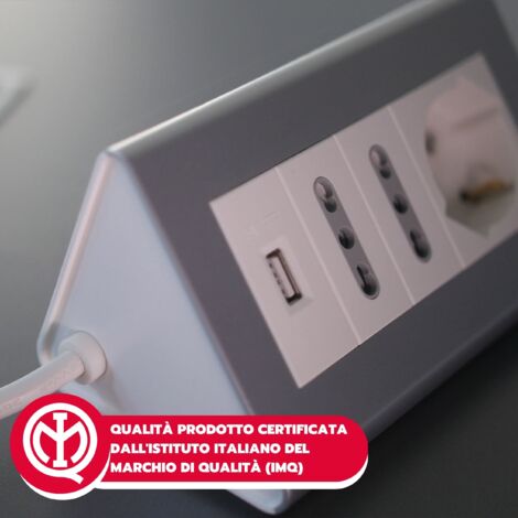 Presa Multipla 7-in-1 Con USB – 3 Prese Schuko + 3 USB-A + 1 USB-C, 4000W, Salvaspazio E Portatile, Per Casa, Ufficio E Viaggio, Bianco