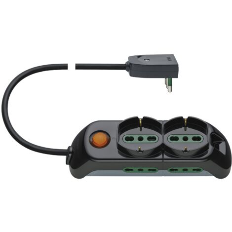 Vimar FP00521.L Presa multipla 2P+T 16A 250V, 2 uscite SICURY standard italiano, 4 uscite SICURY standard italiano tipo P17/11, interruttore luminoso, cavo da 3 m (3G1,5), spina orientabile