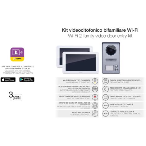 VIMAR Kit Videocitofonico Da Parete - 2 Monitor Touch LCD 7", Targa 2 Pulsanti, Wi-Fi, Bianco - Foto 11