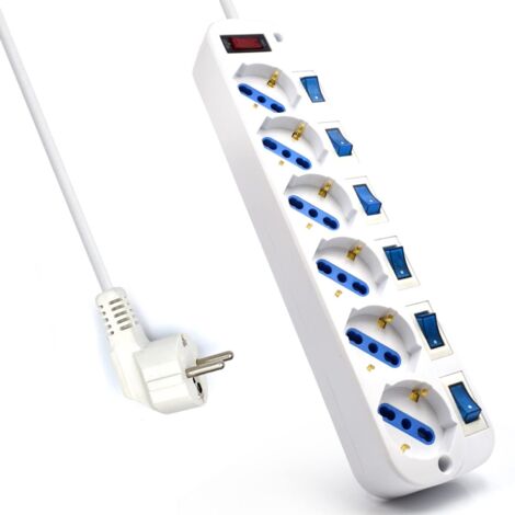 Multipresa 6 Prese con Interruttore Ewent EW3932-3M 3500W Bianco (1/5)