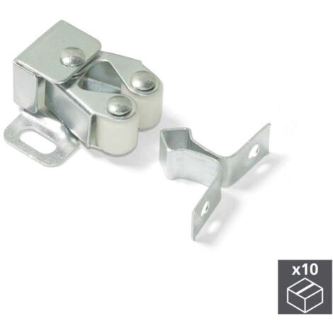 Emuca 1275505 Chiusura a doppio rullo per porta battente di mobile, Set di 10 pezzi