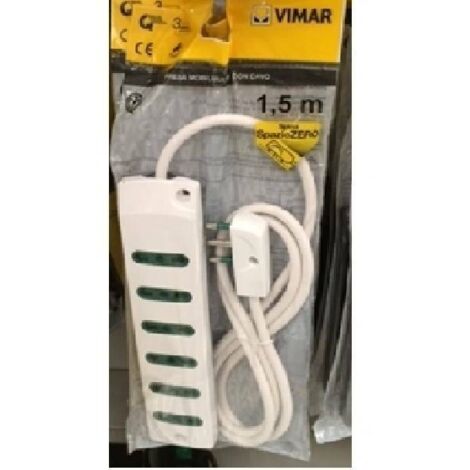 VIMAR Multipresa 6 Uscite Bpresa 1,5m Cavo Spina Piatta 16a Bianco