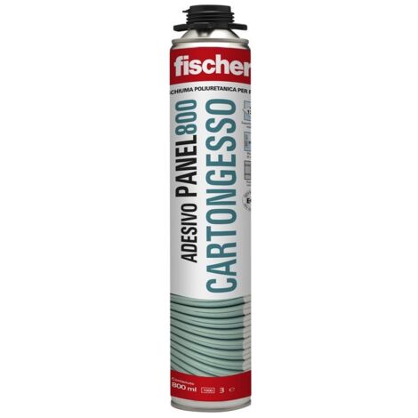 Fischer Schiuma Poliuretanica Cartongesso PANEL 800 ml per Pistola, per Incollaggio di Pannelli, Isolanti EPS, XPS e Materiali Sintetici, Lana Minerale, Bianco, 561106
