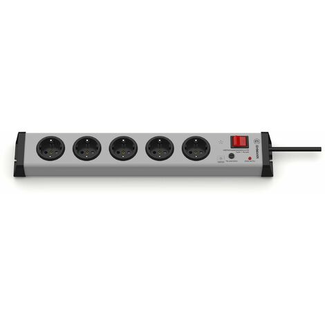 EHMANN 0206x00052301 Multipresa Ciabatta elettrica con Protezione da sovratensione, 5 Prese, Cavo da 1,5 m, 230 V, Grigio
