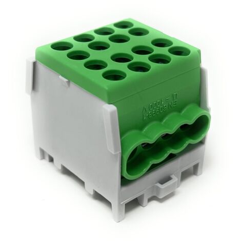 Morsetto Di Derivazione Pollmann HLAK 25 1/6 M2, Verde, Per Guida DIN 35 Mm, 1 Polo, 130 A (Cu), 100 A (Al)