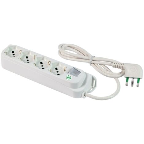 Ciabatta multipresa 12 posti (4 schuko + 8 bipasso) con interruttore