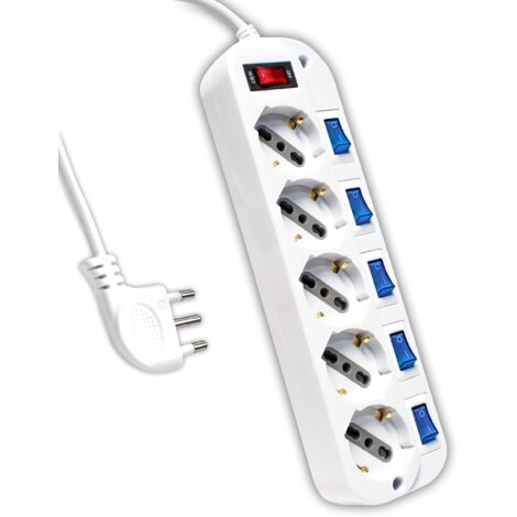 InLine® Ciabatta elettrica svizzera, 3 prese, con interruttore, 1,5 m, colore: bianco | Leroy Merlin