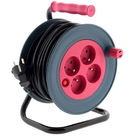 Zenitech - Avvolgicavo domestico - 4×2P+T - 15m - Rosa
