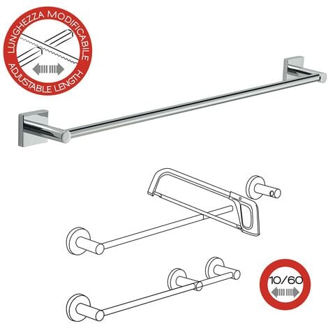 GEDY Porta Asciugamani bagno da Parete Lunghezza 35 cm in Acciaio