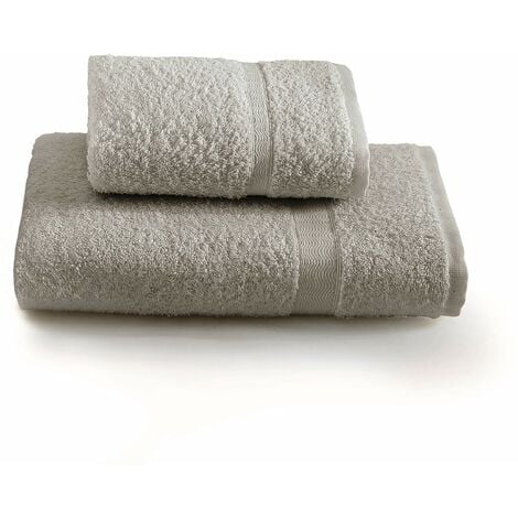 Gabel Set Asciugamano con Ospite, Tinta Unita, 100% Cotone, Grigio, 100 x  60 cm