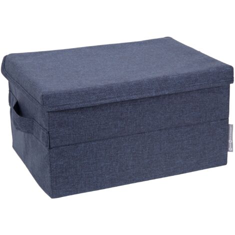 Bigso Box of Sweden Scatola organizer media con maniglia – Scatola per armadio in poliestere e cartone con effetto lino – Scatola portaoggetti per vestiti, giocattoli e altri oggetti – grigio (1/5)