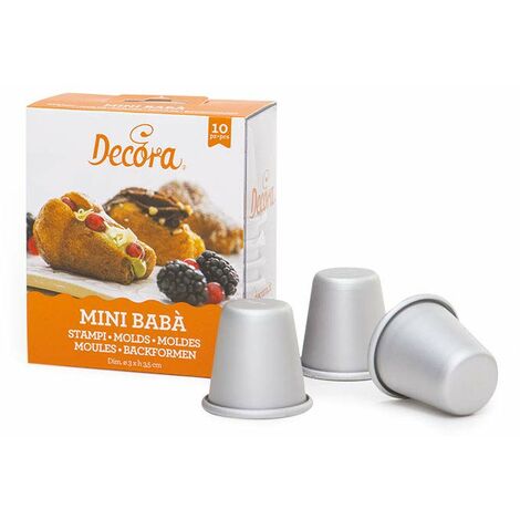 Decora 0062961 Stampi Mini Baba' in Alluminio Anodizzato Ø 3 X Ø 2 X H 3,5 Cm, Argento, Dimensione ø SUP Inf 3.5 cm, 10 unità (1/5)