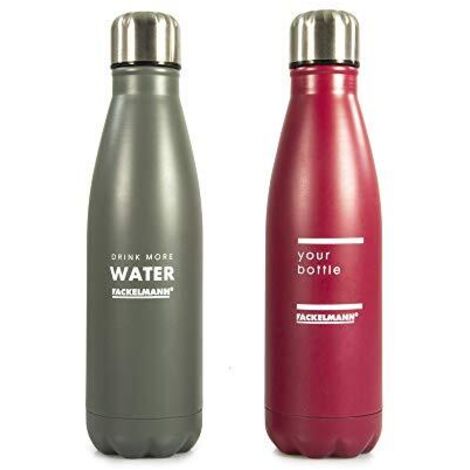 Fackelmann Bottiglia termica 500ml, in acciaio inox, Doppia Intercapedine, Mantiere Bevande Calde per 12h Fredde per 24h Tappo salvagoccia ( Grigio e Bordeaux, colori assortiti, unità singola ) (1/4)