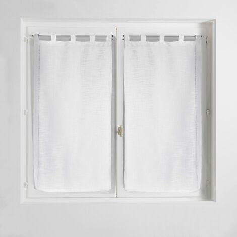 Douceur d' interno coppia destra passanti effetto lino Tisse haltona, Poliestere, Bianco, 90 x 60 cm
