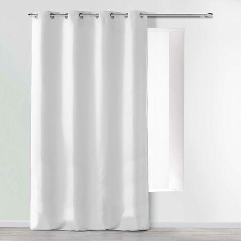 Douceur d' interno tenda a occhielli microfibra unita assoluto, Poliestere, Bianco, 280 x 140 cm