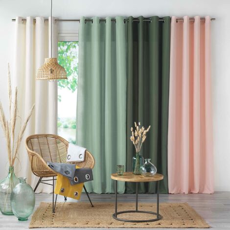 Douceur d' interno tenda a occhielli microfibra unita assoluto, Poliestere, Bianco, 280 x 140 cm