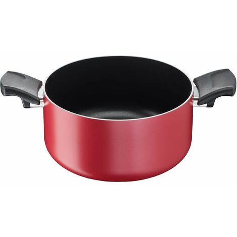 Lagostina Cucina Mediterranea Casseruola Fonda 2 Maniglie per Induzione, Alluminio Antiaderente, Rosso, Diametro 20 cm (1/4)